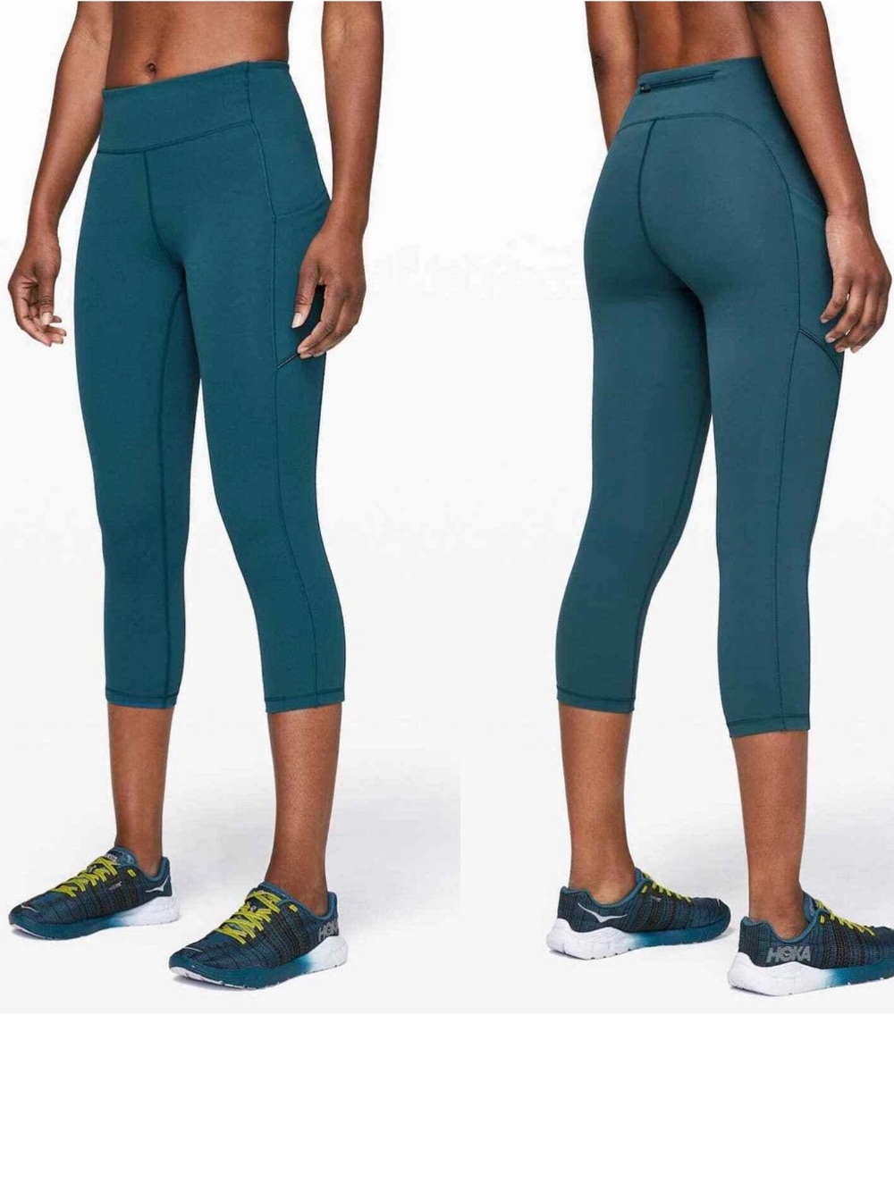 Lululemon Swift Speed High Rise Crop 21” Aqua Green Running Leggings Pockets